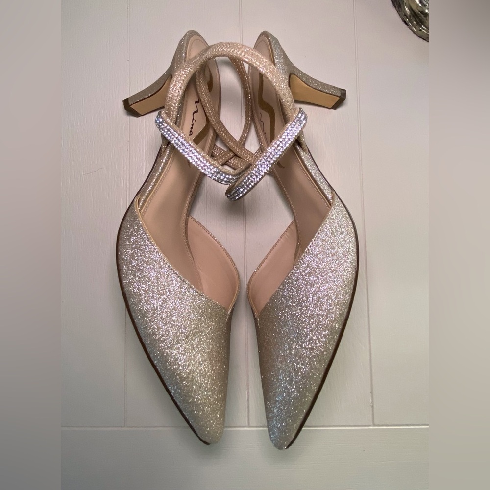 Nina Berit Pump Champagne Sparkly Heel